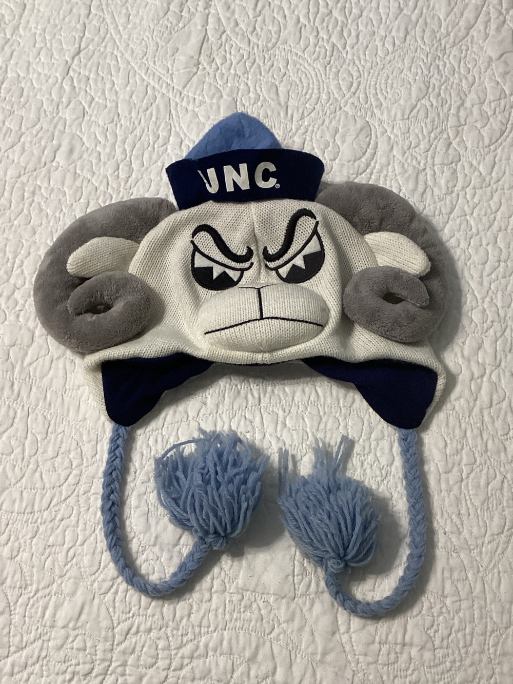 UNC Blue and White Kids Ram Earflap Hat by